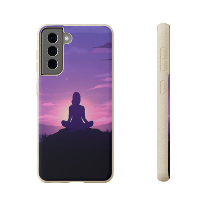 Yoga pose at Sunset lilac Biodegradable Phone Case | iPhone / Samsung