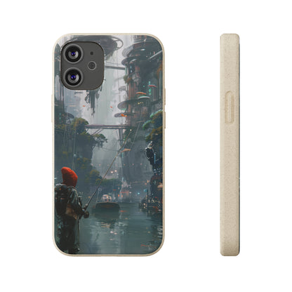 Cyberpunk style man fishing Biodegradable Phone Case | iPhone / Samsung