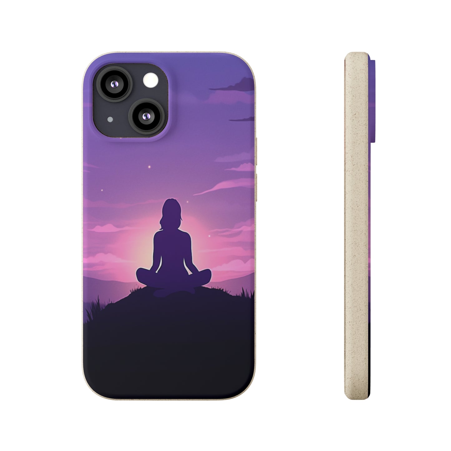 Yoga pose at Sunset lilac Biodegradable Phone Case | iPhone / Samsung