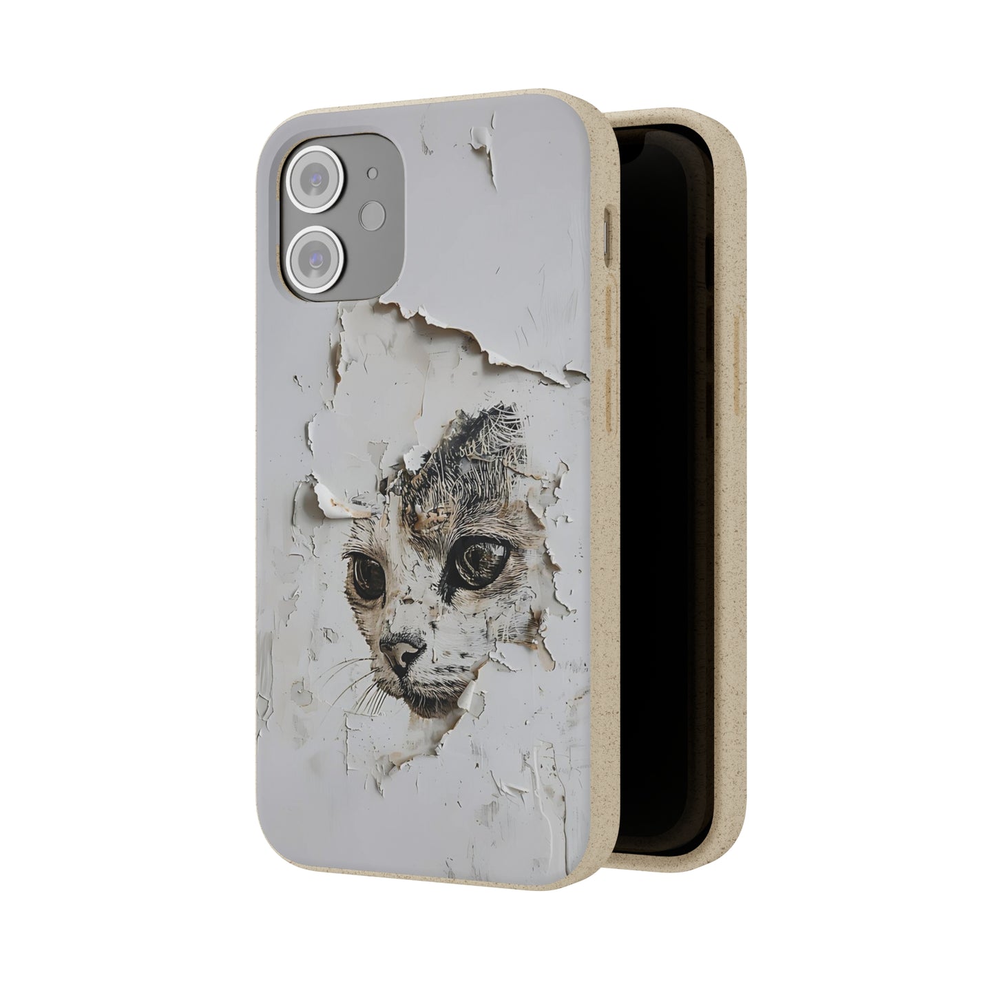 Vhils inspired Cat grafitti Biodegradable Phone Case | iPhone / Samsung