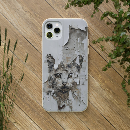 Vhils inspired Cat grafitti Biodegradable Phone Case | iPhone / Samsung