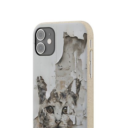 Vhils inspired Cat grafitti Biodegradable Phone Case | iPhone / Samsung