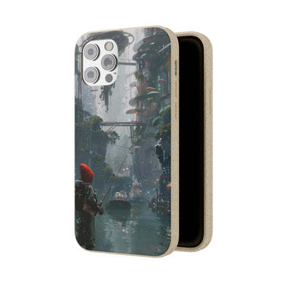 Cyberpunk style man fishing Biodegradable Phone Case | iPhone / Samsung