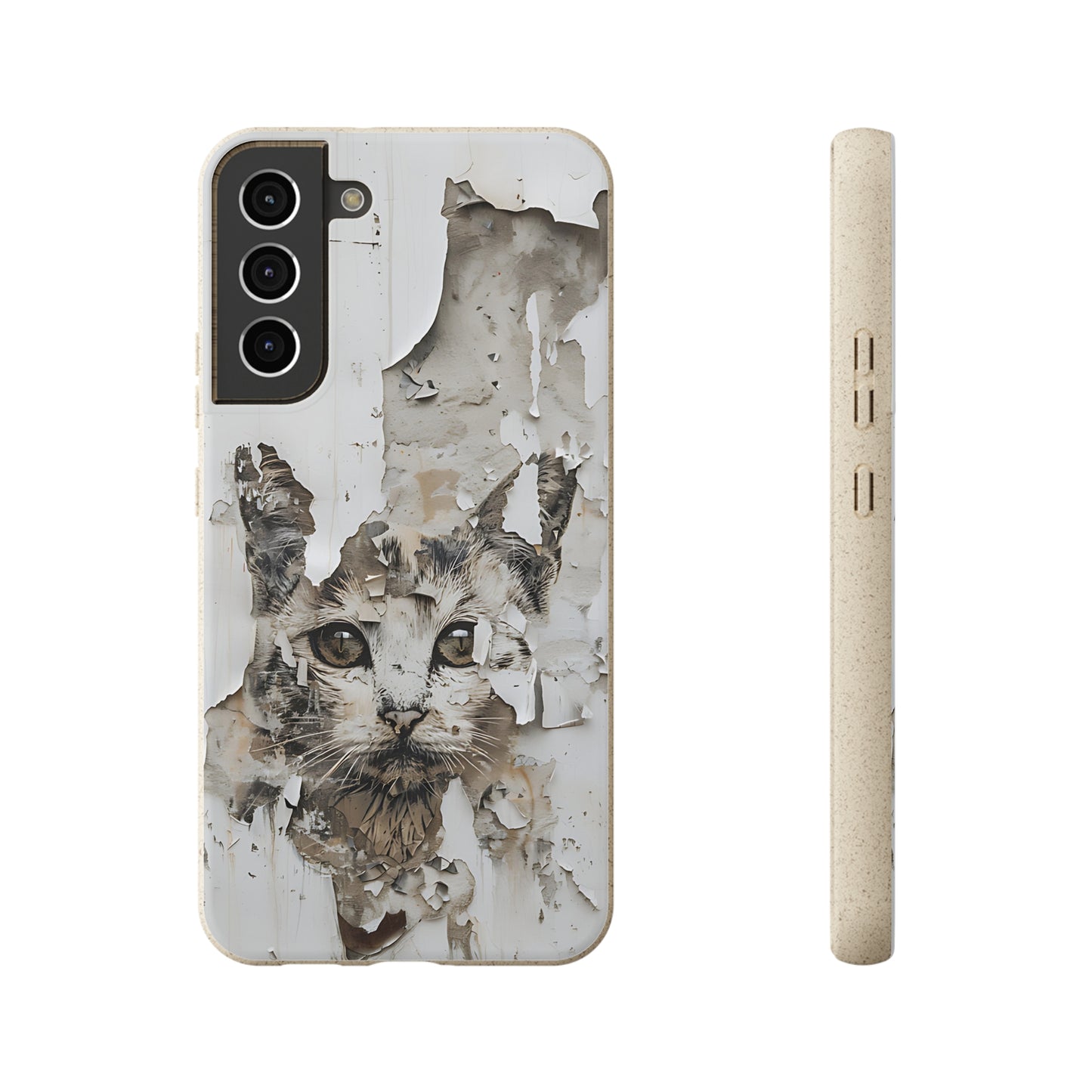 Vhils inspired Cat grafitti Biodegradable Phone Case | iPhone / Samsung