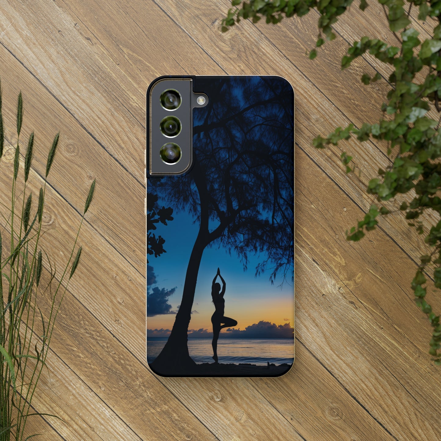 Yoga pose at Sunset on the beach Biodegradable Phone Case | iPhone / Samsung