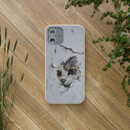 Vhils inspired Cat grafitti Biodegradable Phone Case | iPhone / Samsung