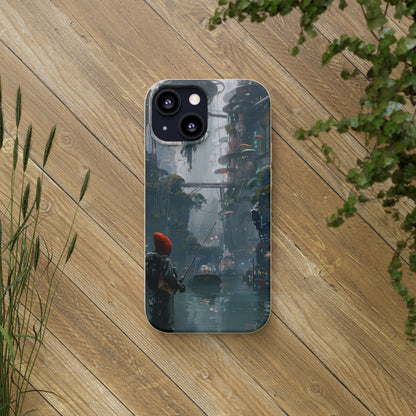 Cyberpunk style man fishing Biodegradable Phone Case | iPhone / Samsung