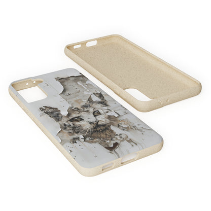 Vhils inspired Cat grafitti Biodegradable Phone Case | iPhone / Samsung