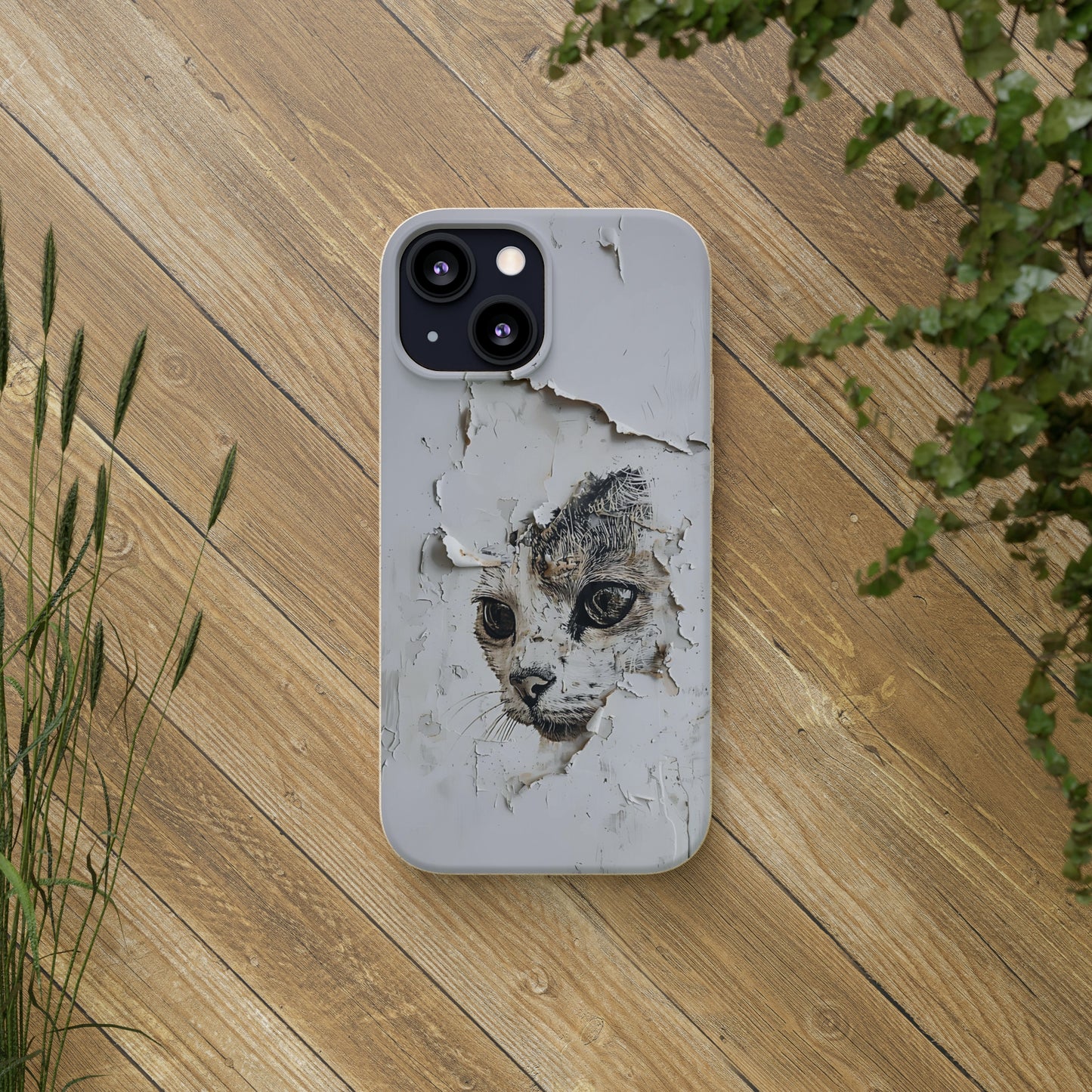 Vhils inspired Cat grafitti Biodegradable Phone Case | iPhone / Samsung