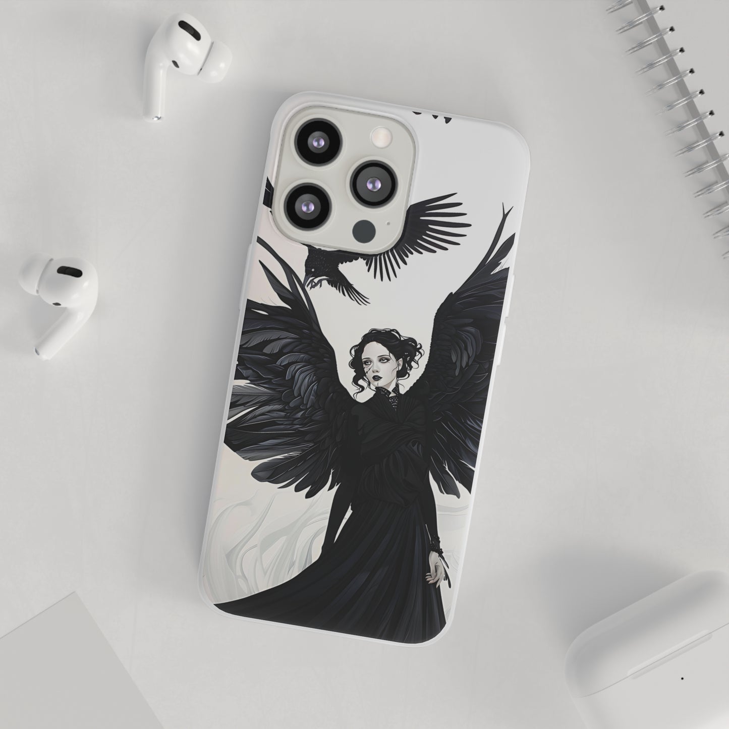 Gothic Woman and Raven Phone Case