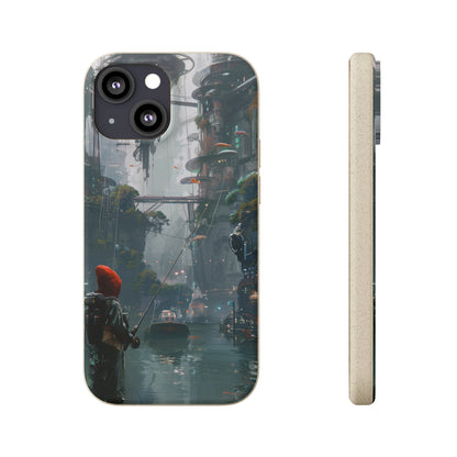 Cyberpunk style man fishing Biodegradable Phone Case | iPhone / Samsung