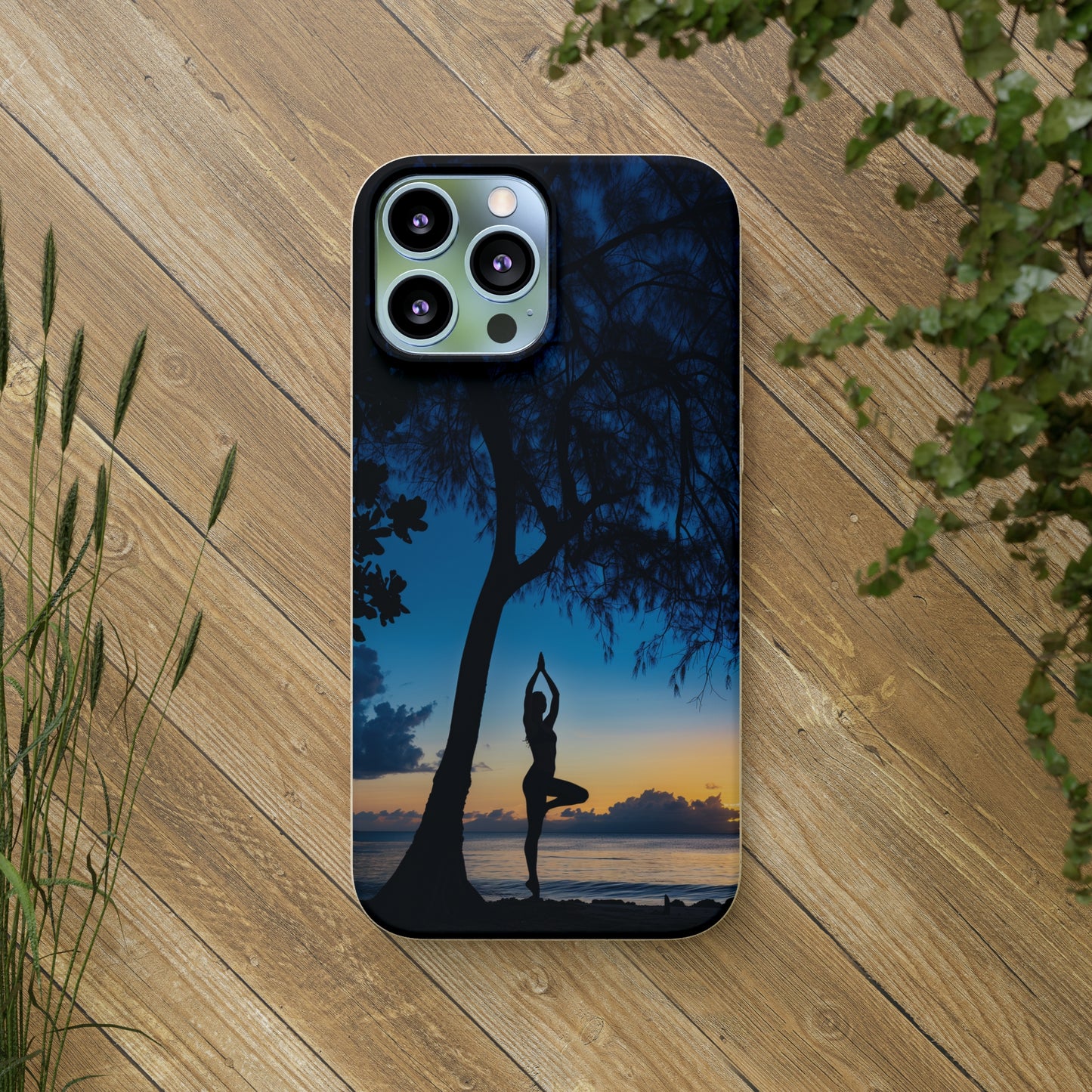 Yoga pose at Sunset on the beach Biodegradable Phone Case | iPhone / Samsung