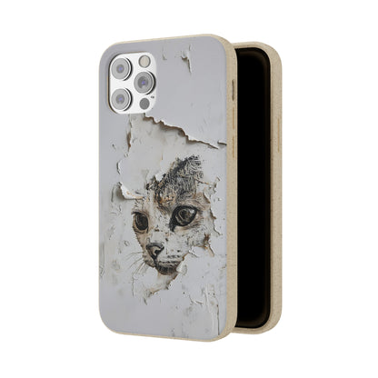 Vhils inspired Cat grafitti Biodegradable Phone Case | iPhone / Samsung