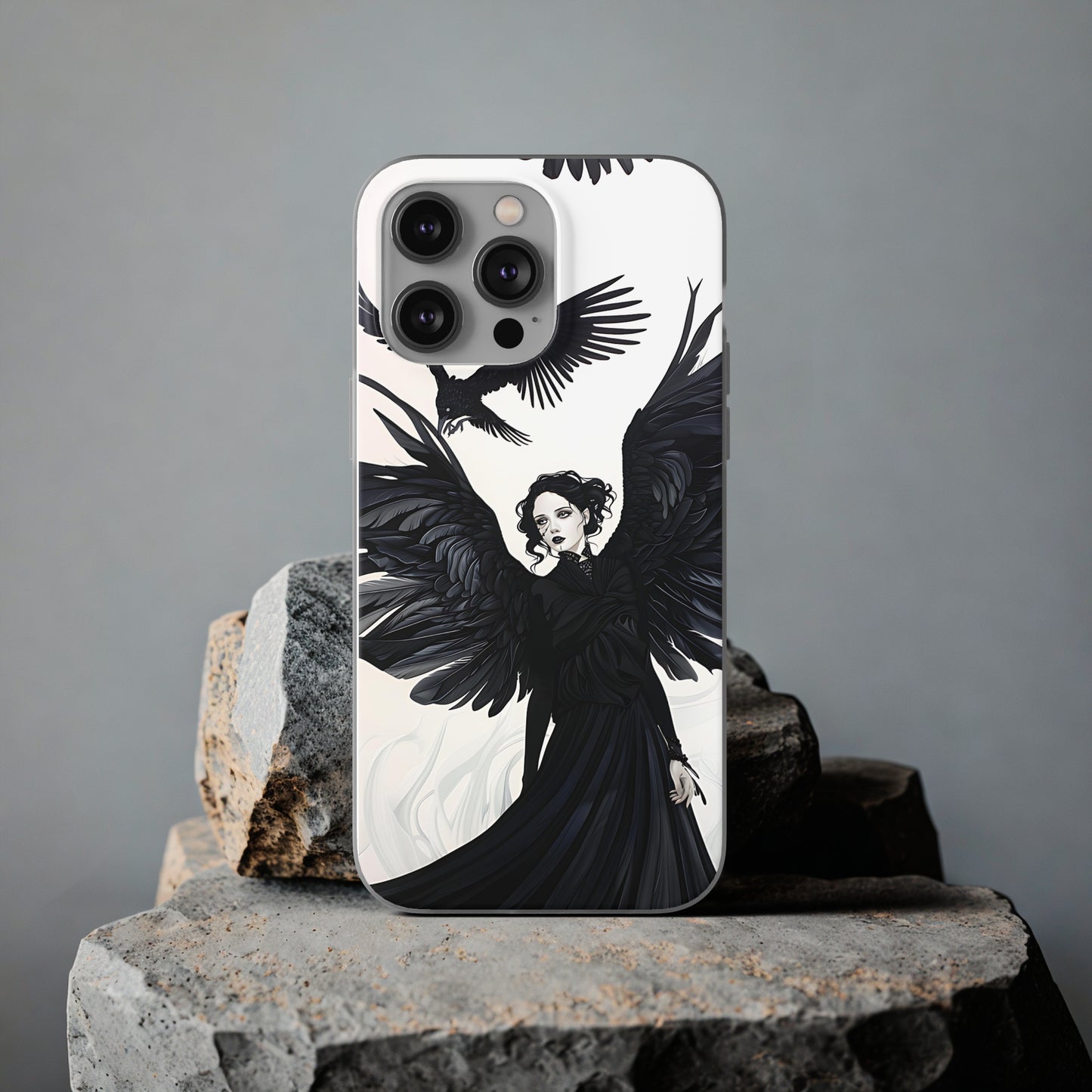 Gothic Woman and Raven Phone Case