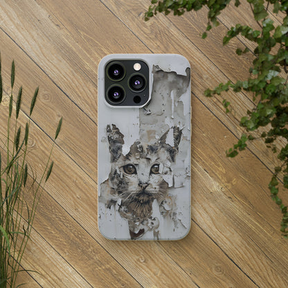 Vhils inspired Cat grafitti Biodegradable Phone Case | iPhone / Samsung