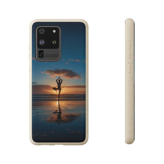 Yoga pose at Sunset Watercolour Biodegradable Phone Case | iPhone / Samsung