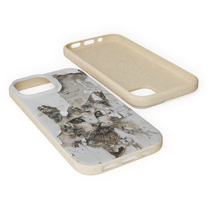 Vhils inspired Cat grafitti Biodegradable Phone Case | iPhone / Samsung