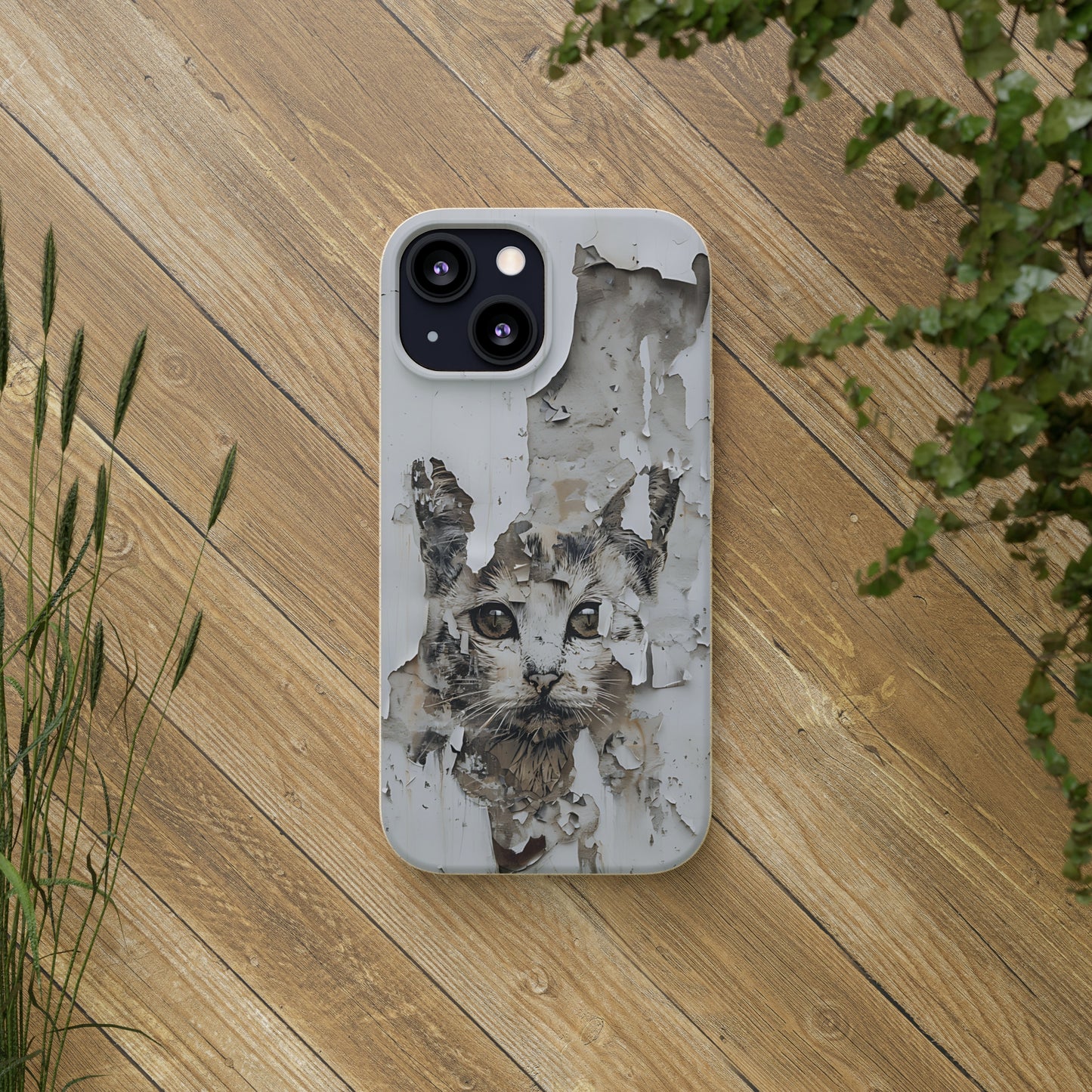 Vhils inspired Cat grafitti Biodegradable Phone Case | iPhone / Samsung