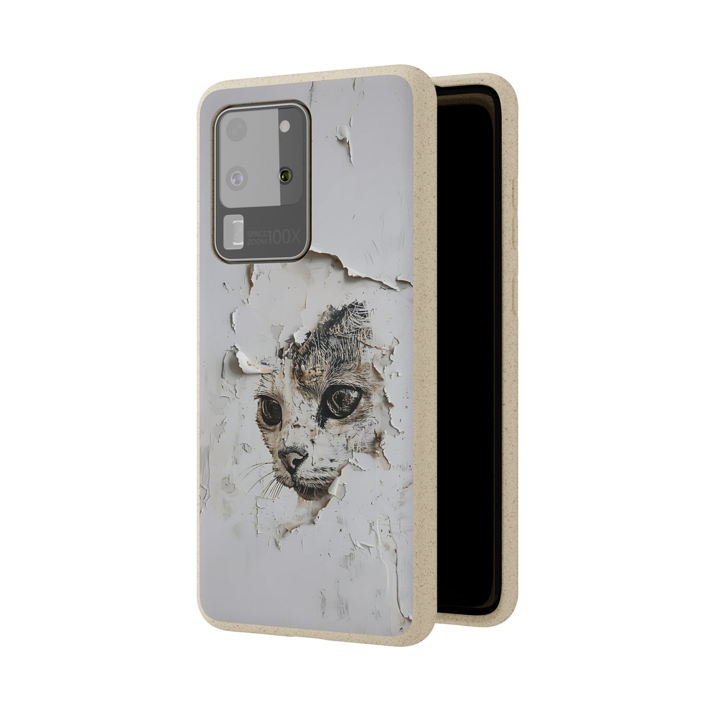 Vhils inspired Cat grafitti Biodegradable Phone Case | iPhone / Samsung