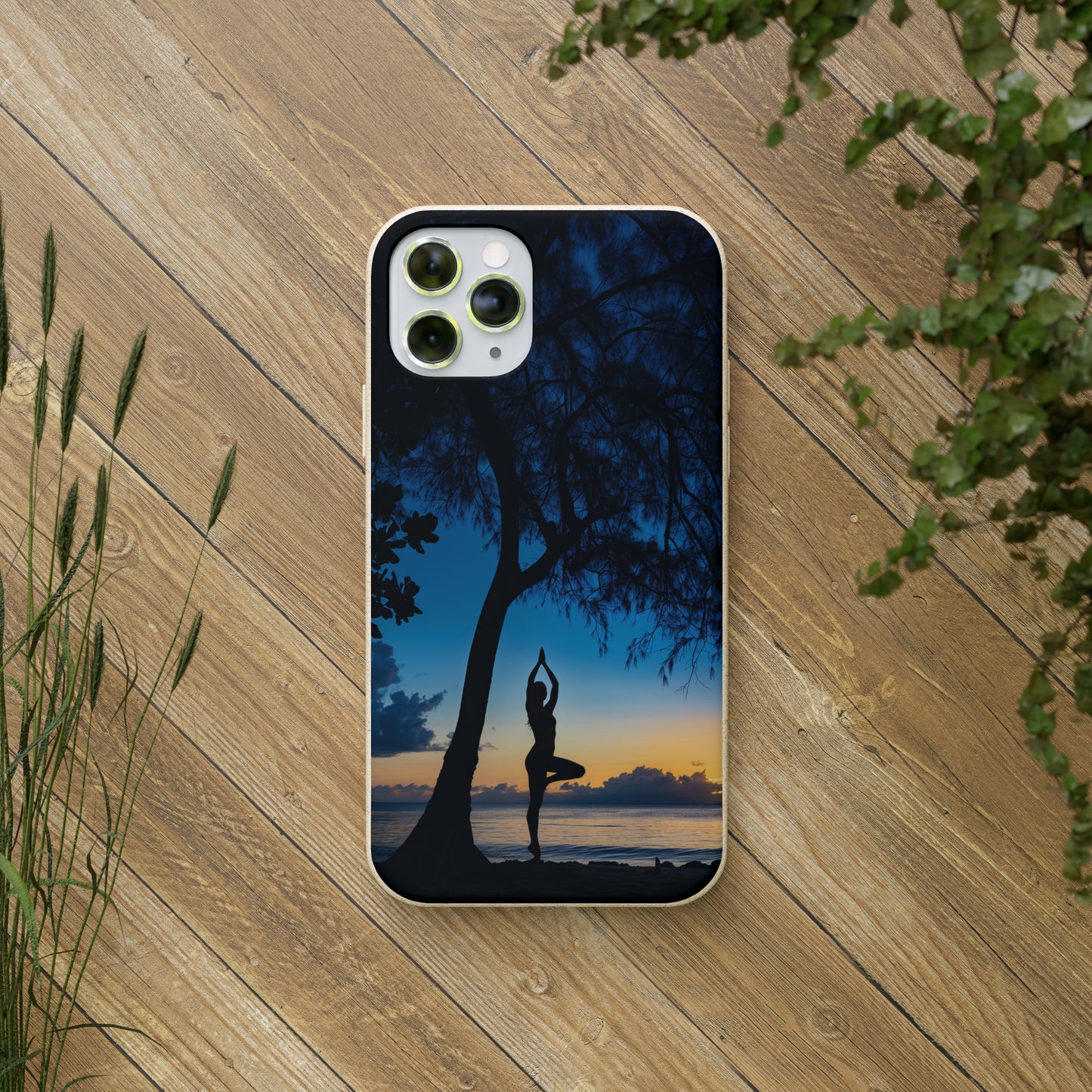 Yoga pose at Sunset on the beach Biodegradable Phone Case | iPhone / Samsung