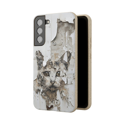 Vhils inspired Cat grafitti Biodegradable Phone Case | iPhone / Samsung