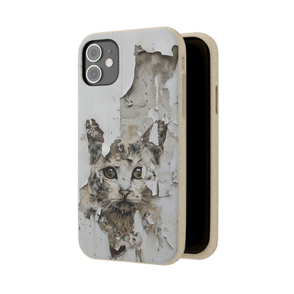 Vhils inspired Cat grafitti Biodegradable Phone Case | iPhone / Samsung