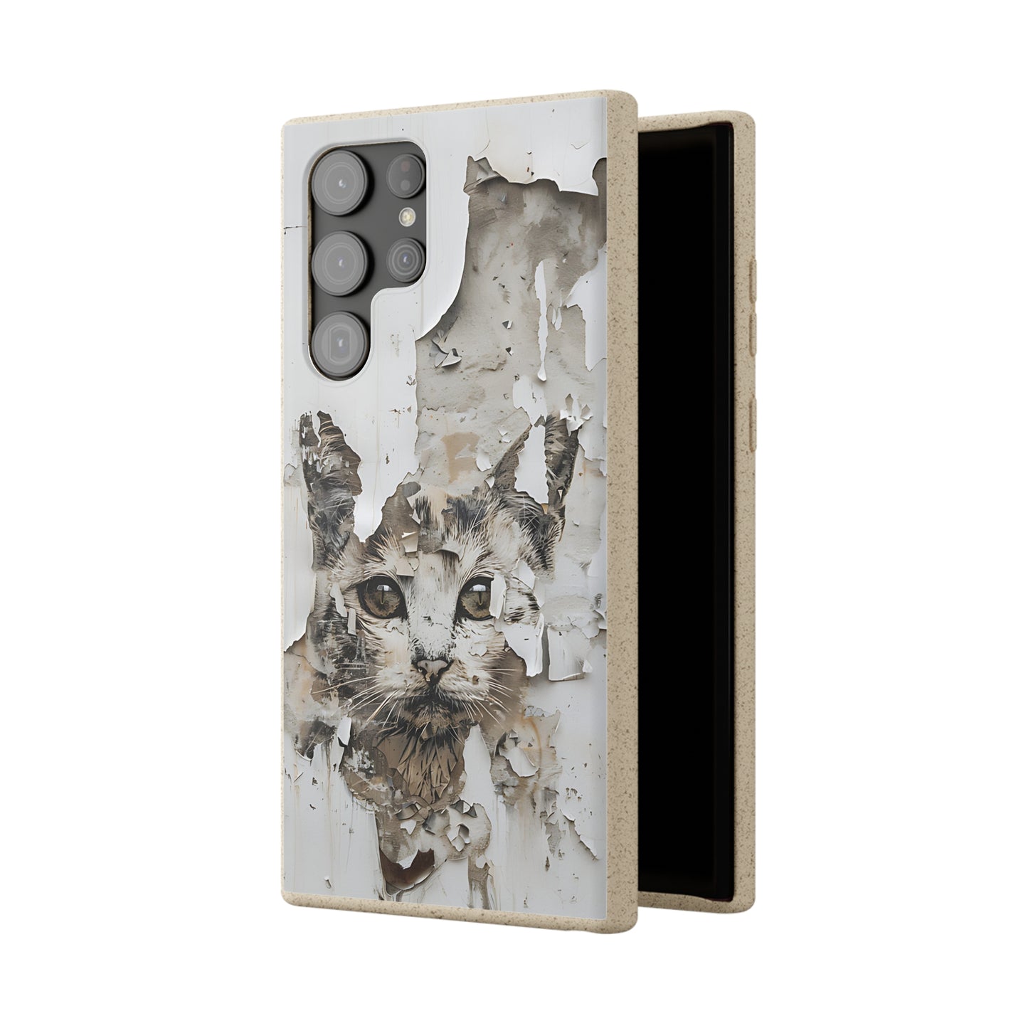 Vhils inspired Cat grafitti Biodegradable Phone Case | iPhone / Samsung