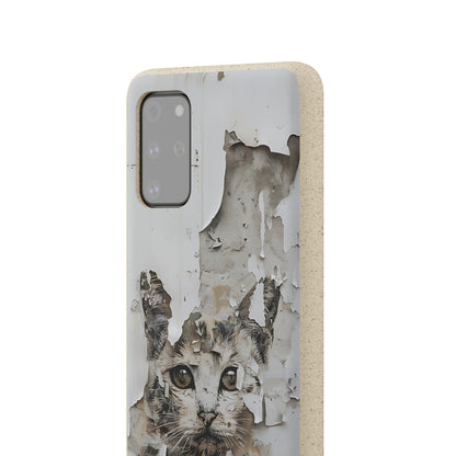 Vhils inspired Cat grafitti Biodegradable Phone Case | iPhone / Samsung