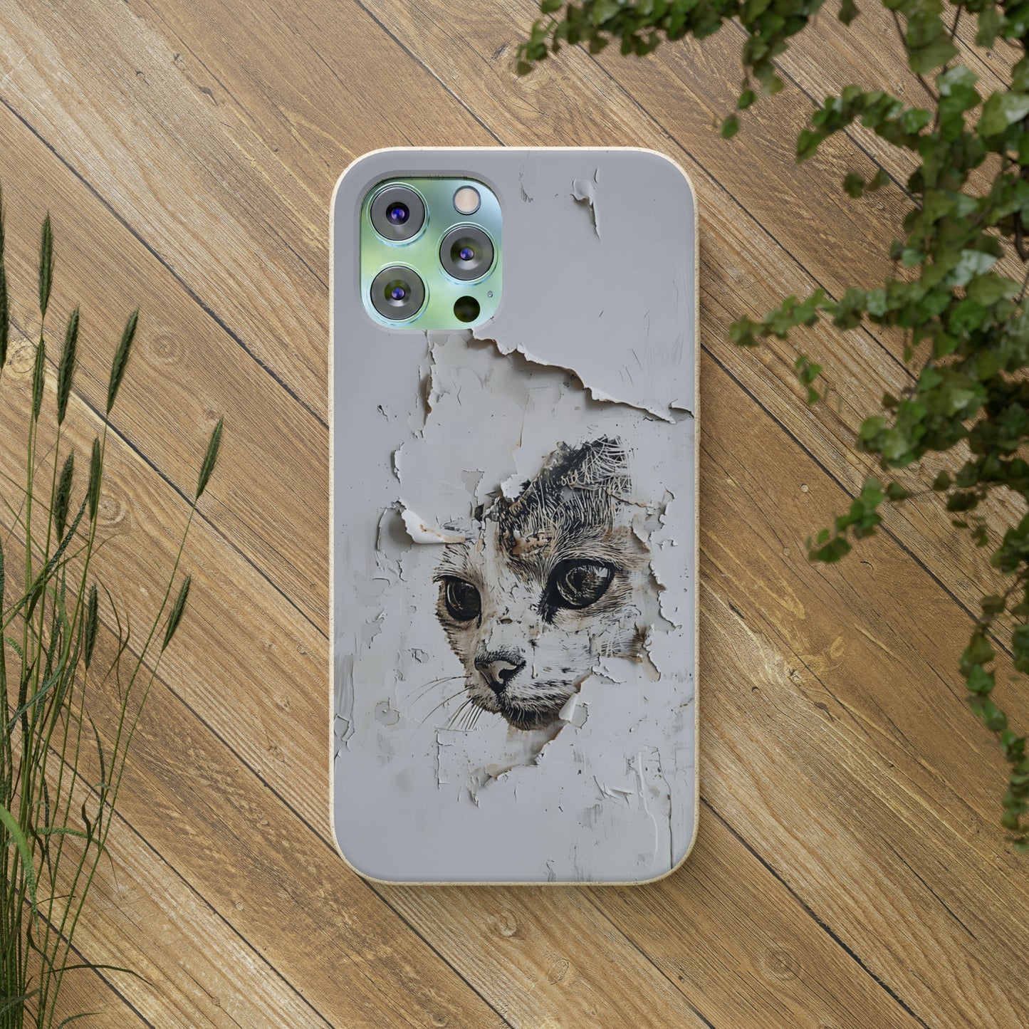 Vhils inspired Cat grafitti Biodegradable Phone Case | iPhone / Samsung