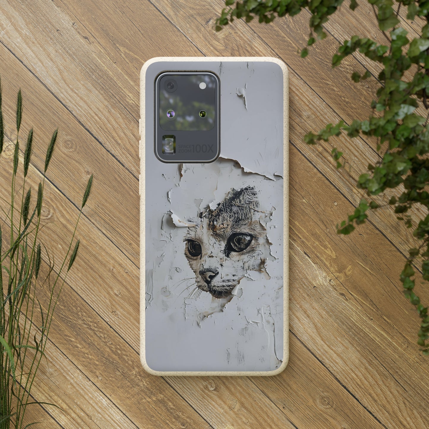 Vhils inspired Cat grafitti Biodegradable Phone Case | iPhone / Samsung