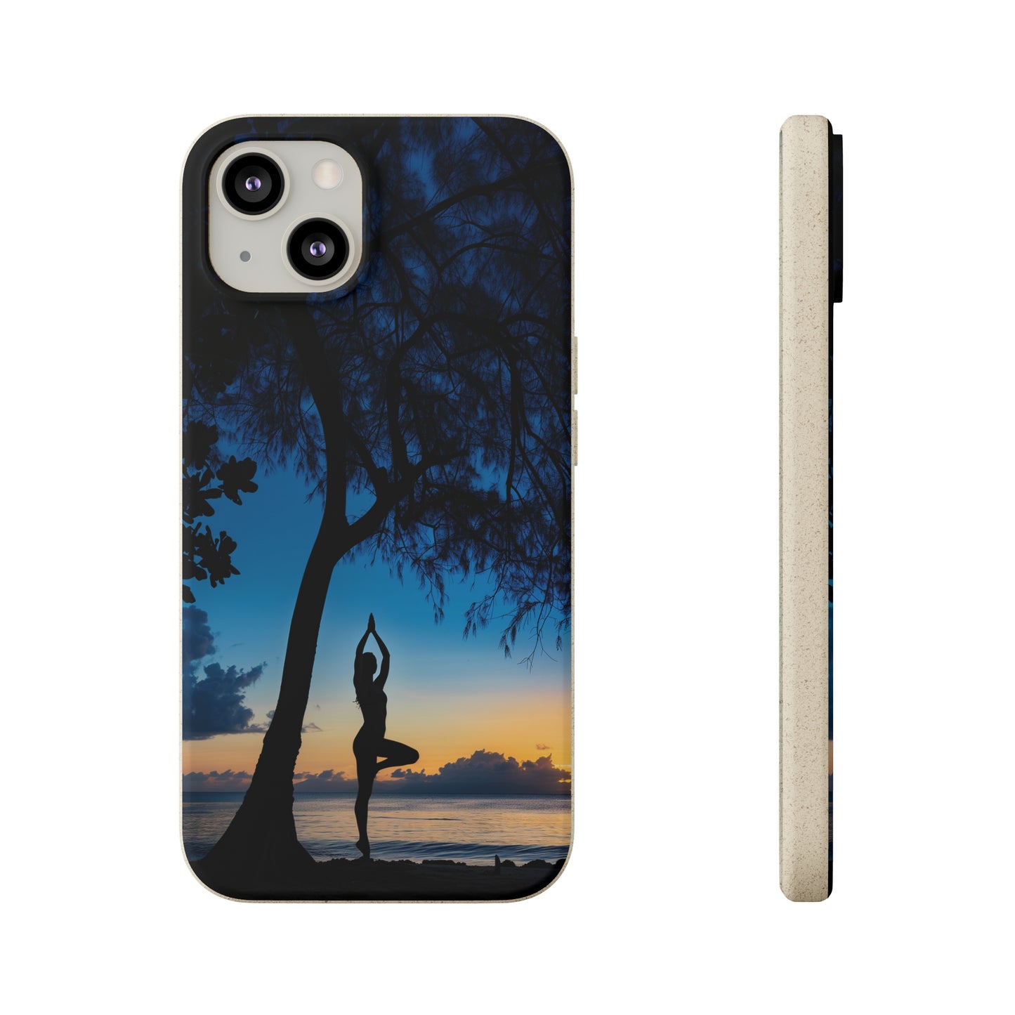 Yoga pose at Sunset on the beach Biodegradable Phone Case | iPhone / Samsung