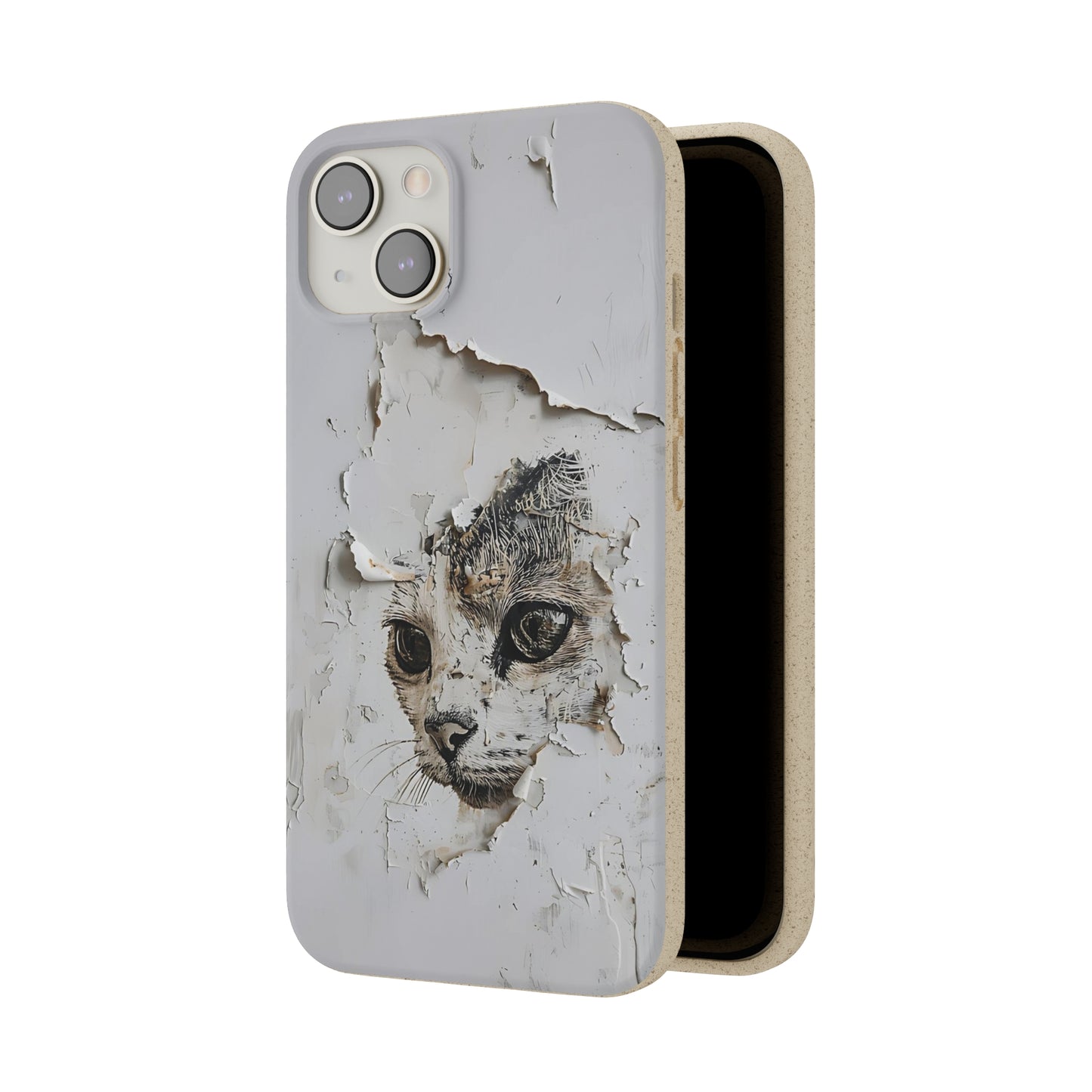 Vhils inspired Cat grafitti Biodegradable Phone Case | iPhone / Samsung