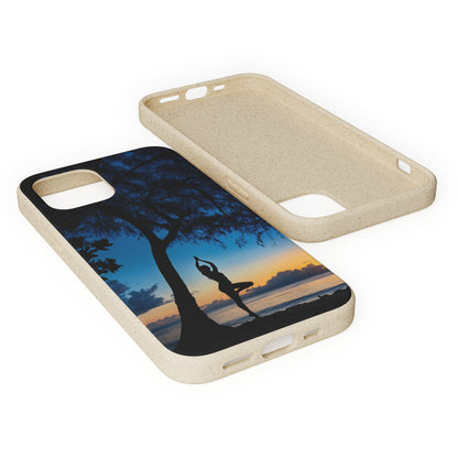 Yoga pose at Sunset on the beach Biodegradable Phone Case | iPhone / Samsung