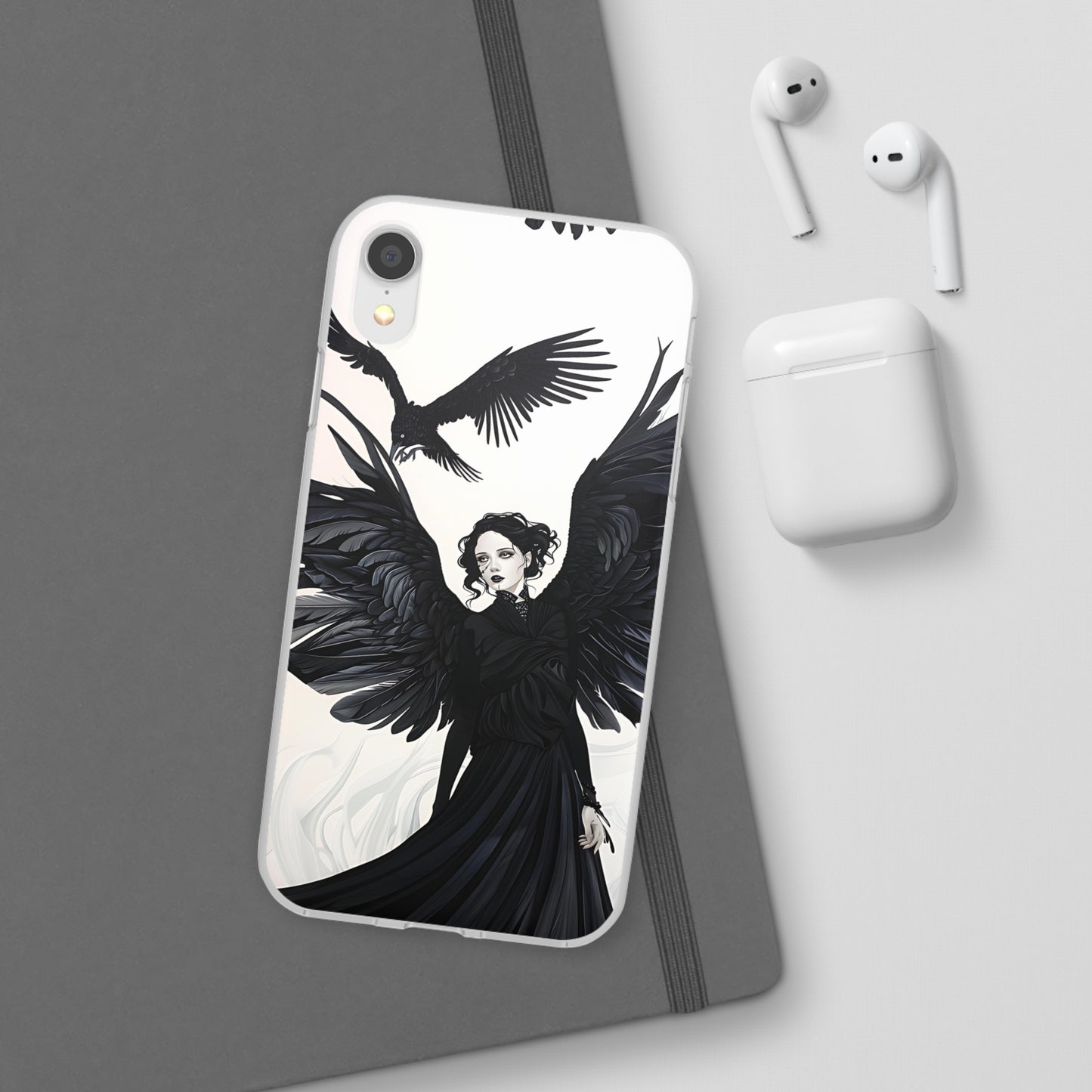 Gothic Woman and Raven Phone Case