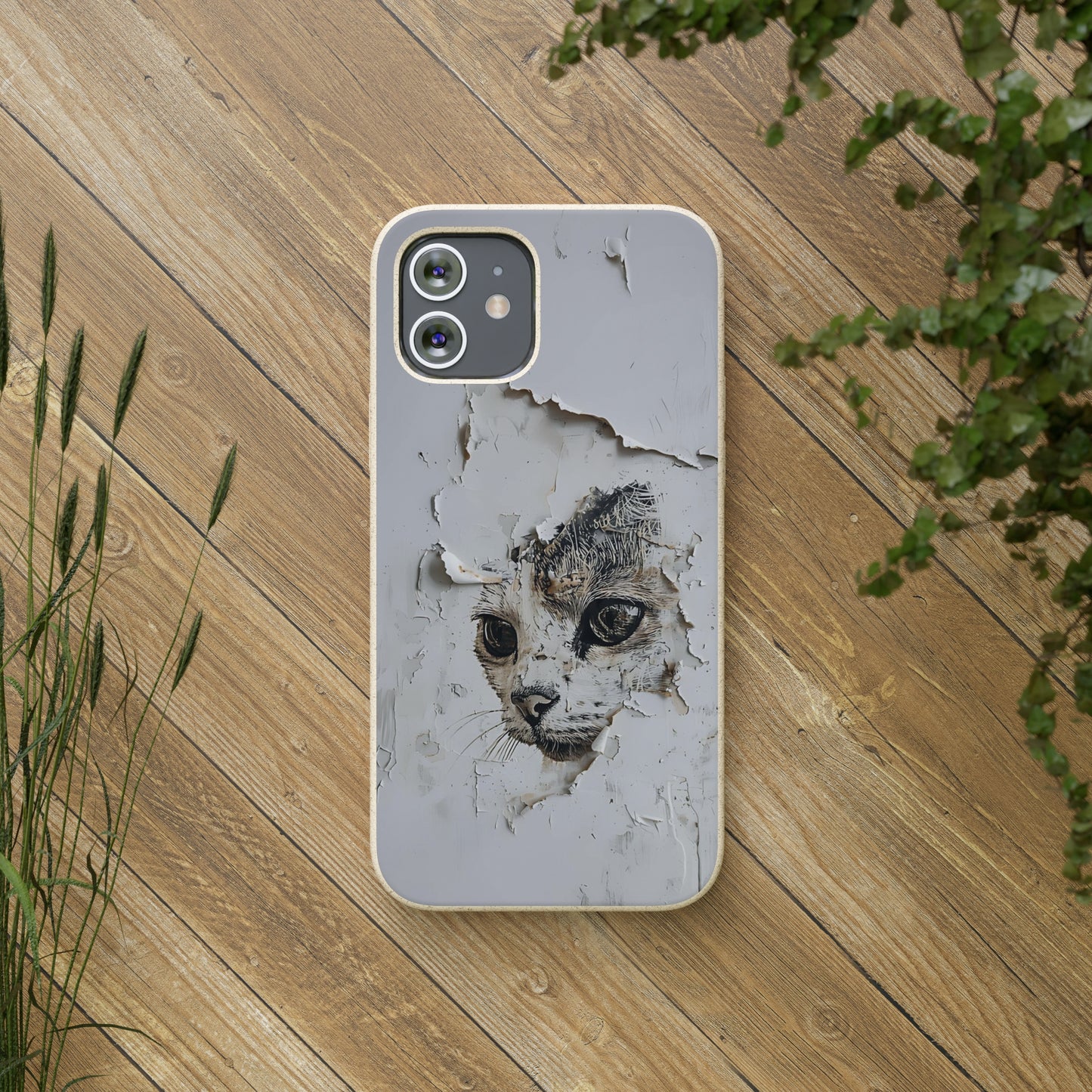 Vhils inspired Cat grafitti Biodegradable Phone Case | iPhone / Samsung