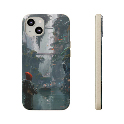 Cyberpunk style man fishing Biodegradable Phone Case | iPhone / Samsung