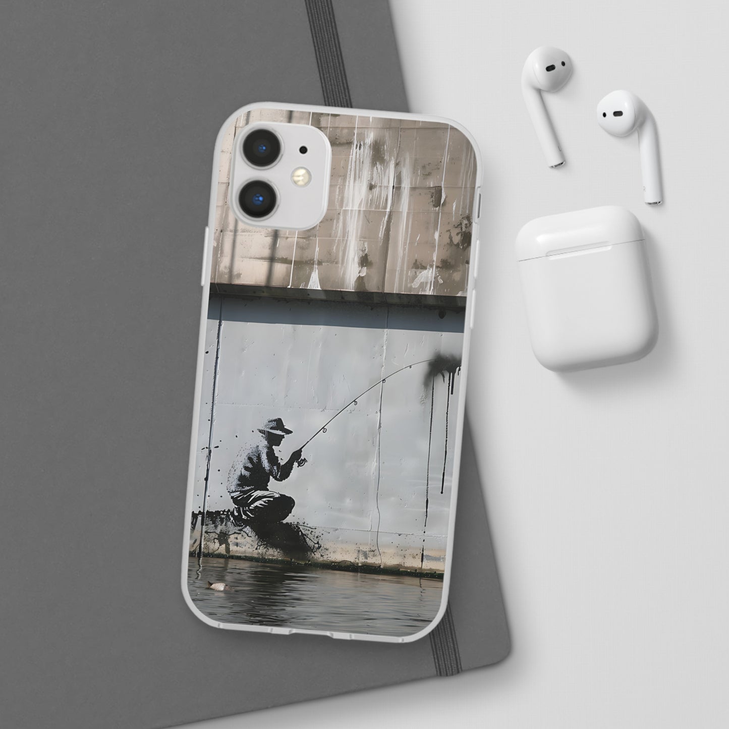 Banksy inspired man fishing | iPhone/Samsung | Slimline Phone Case