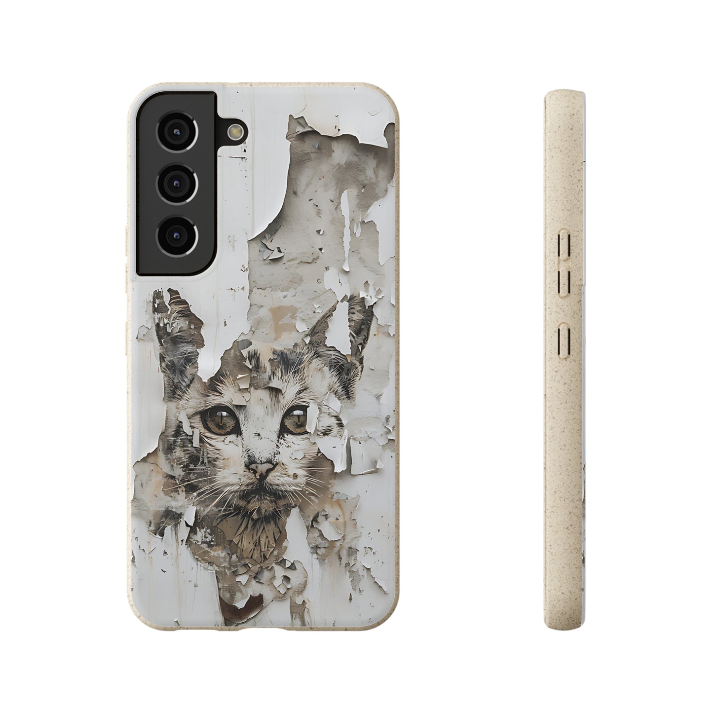 Vhils inspired Cat grafitti Biodegradable Phone Case | iPhone / Samsung