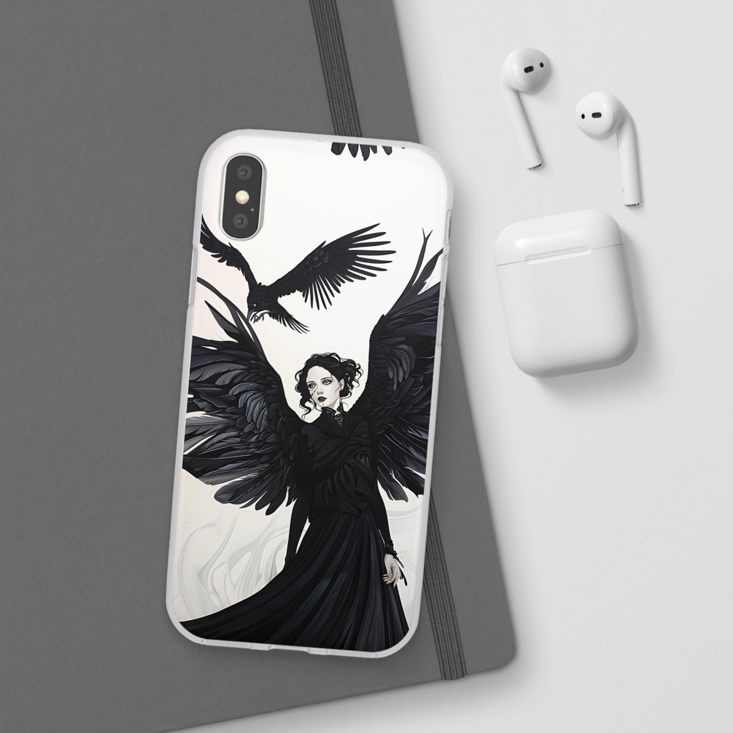 Gothic Woman and Raven Phone Case