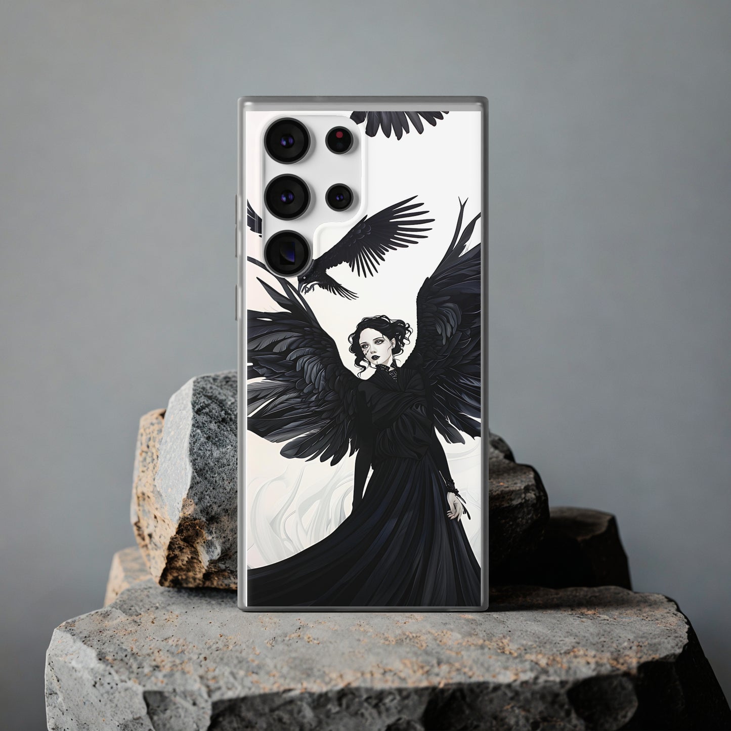 Gothic Woman and Raven Phone Case