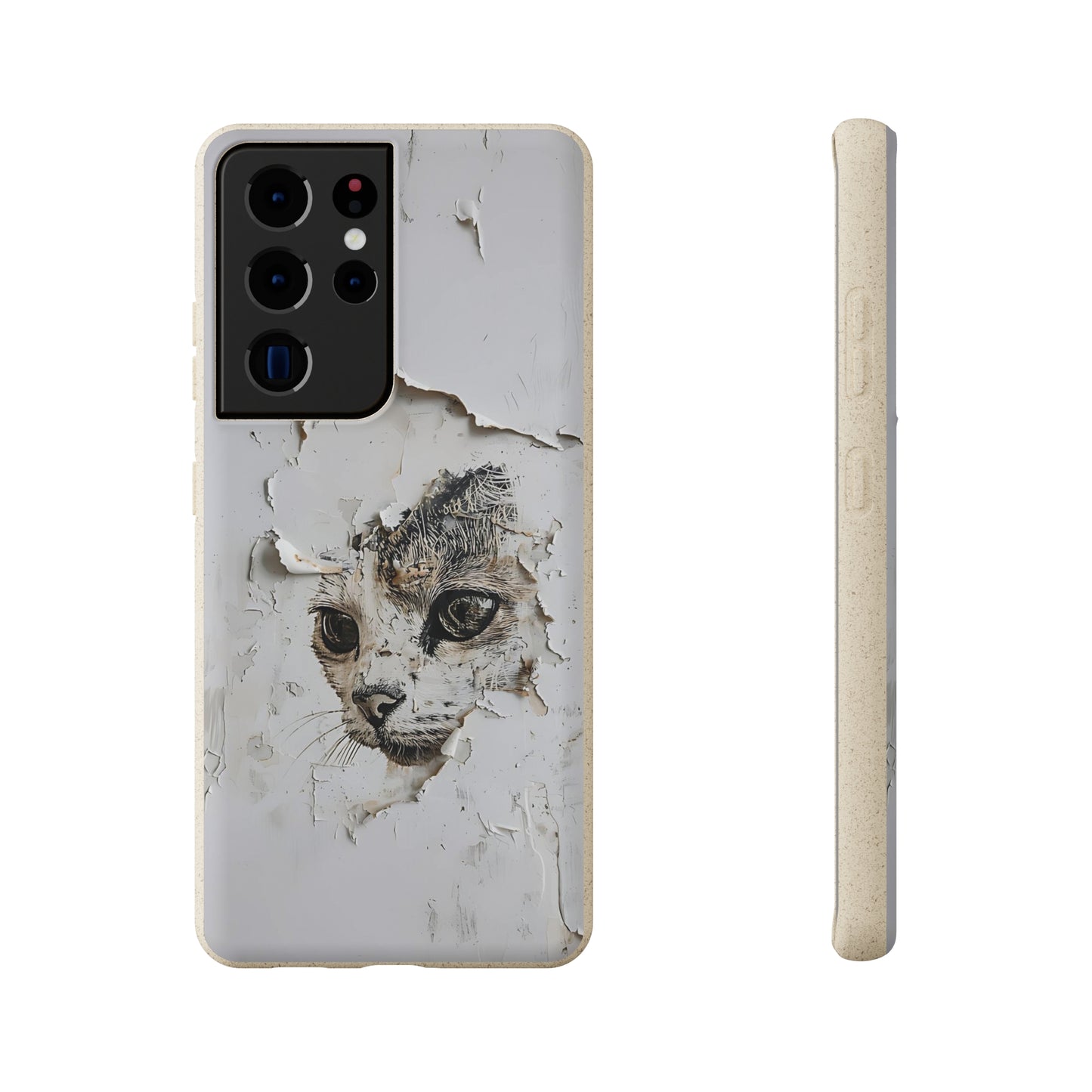 Vhils inspired Cat grafitti Biodegradable Phone Case | iPhone / Samsung