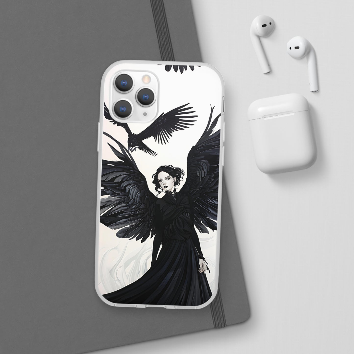 Gothic Woman and Raven Phone Case