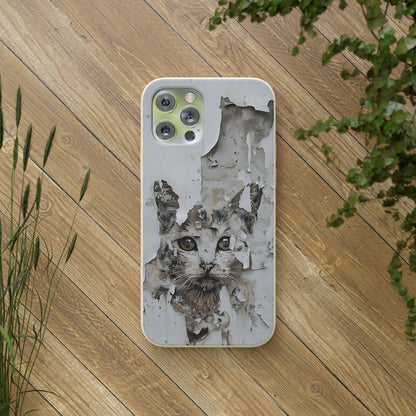 Vhils inspired Cat grafitti Biodegradable Phone Case | iPhone / Samsung