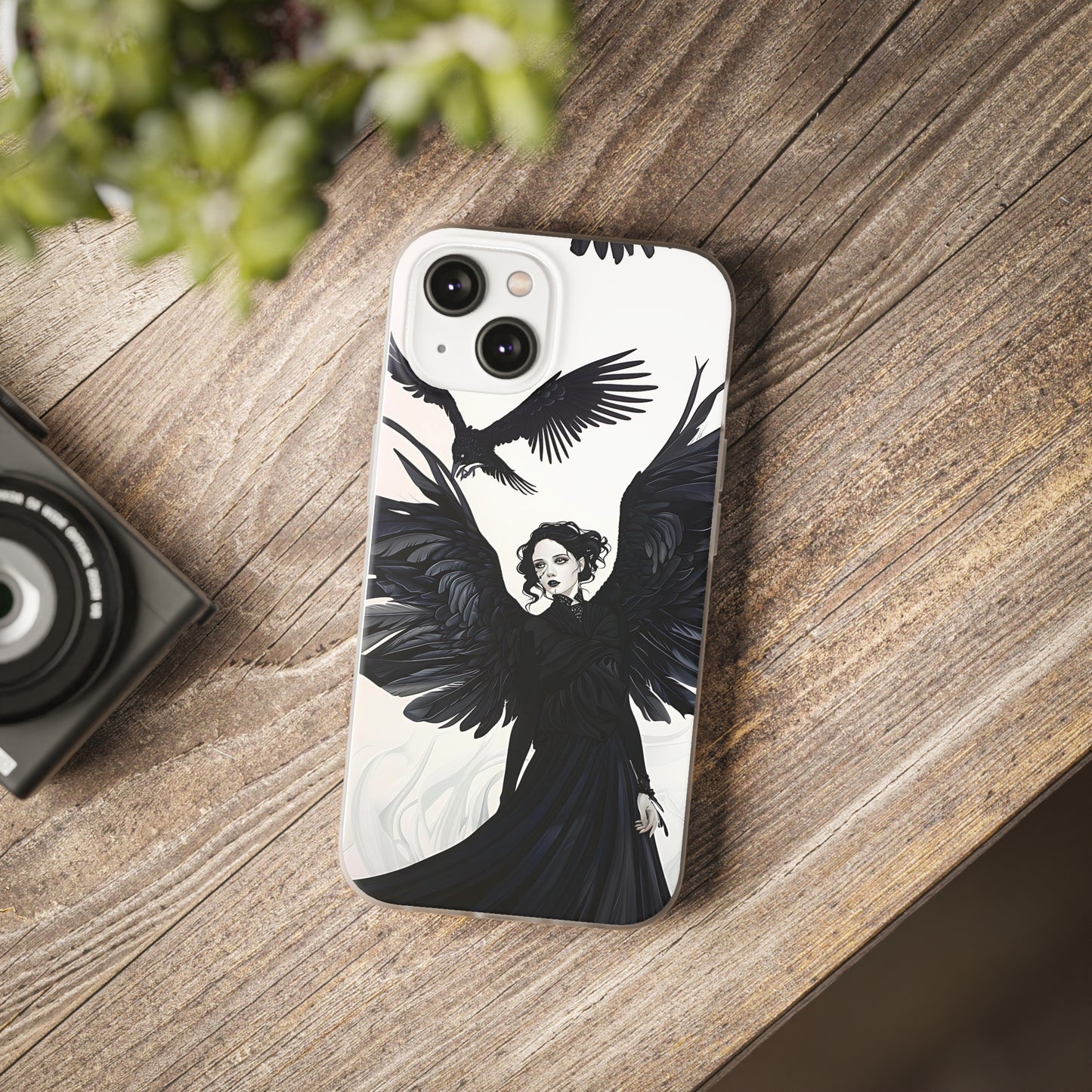 Gothic Woman and Raven Phone Case