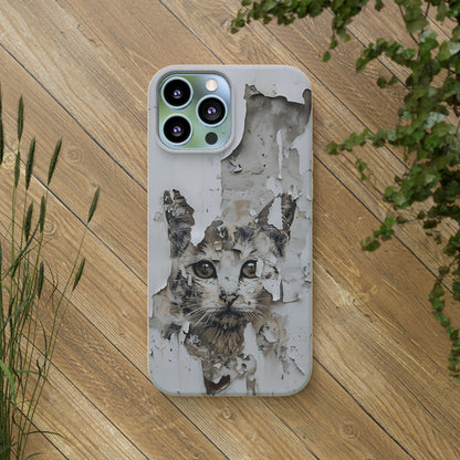 Vhils inspired Cat grafitti Biodegradable Phone Case | iPhone / Samsung