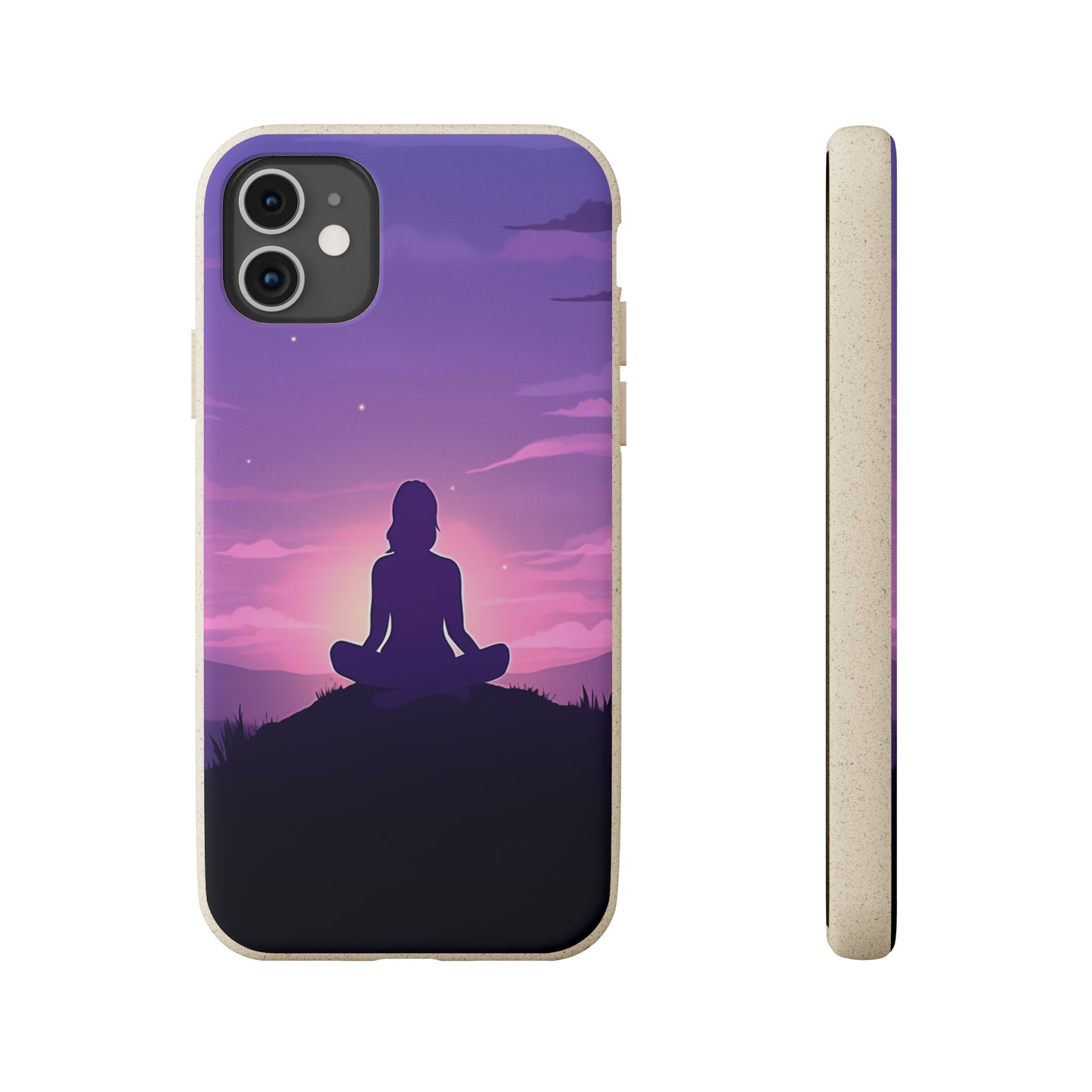 Yoga pose at Sunset lilac Biodegradable Phone Case | iPhone / Samsung