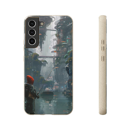 Cyberpunk style man fishing Biodegradable Phone Case | iPhone / Samsung