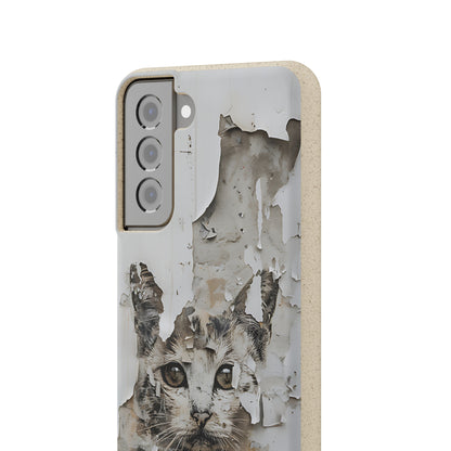 Vhils inspired Cat grafitti Biodegradable Phone Case | iPhone / Samsung