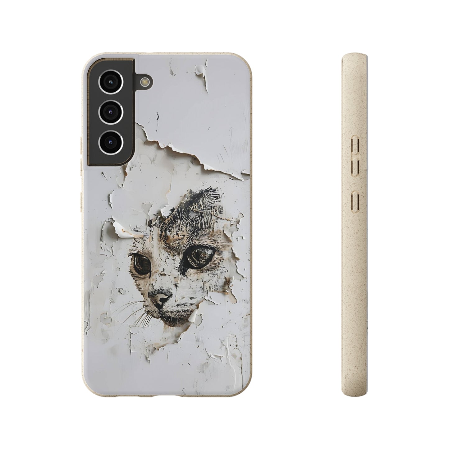 Vhils inspired Cat grafitti Biodegradable Phone Case | iPhone / Samsung