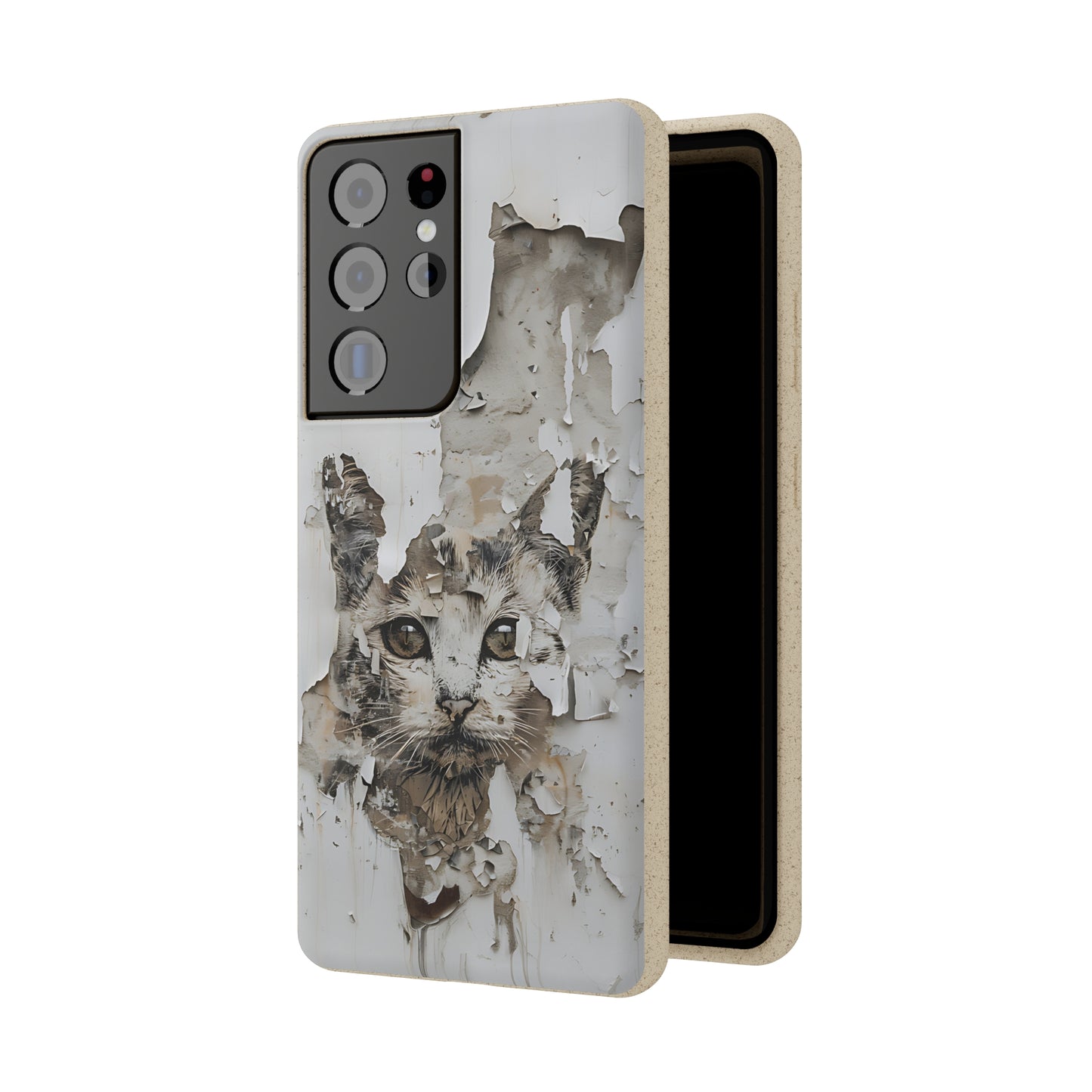 Vhils inspired Cat grafitti Biodegradable Phone Case | iPhone / Samsung